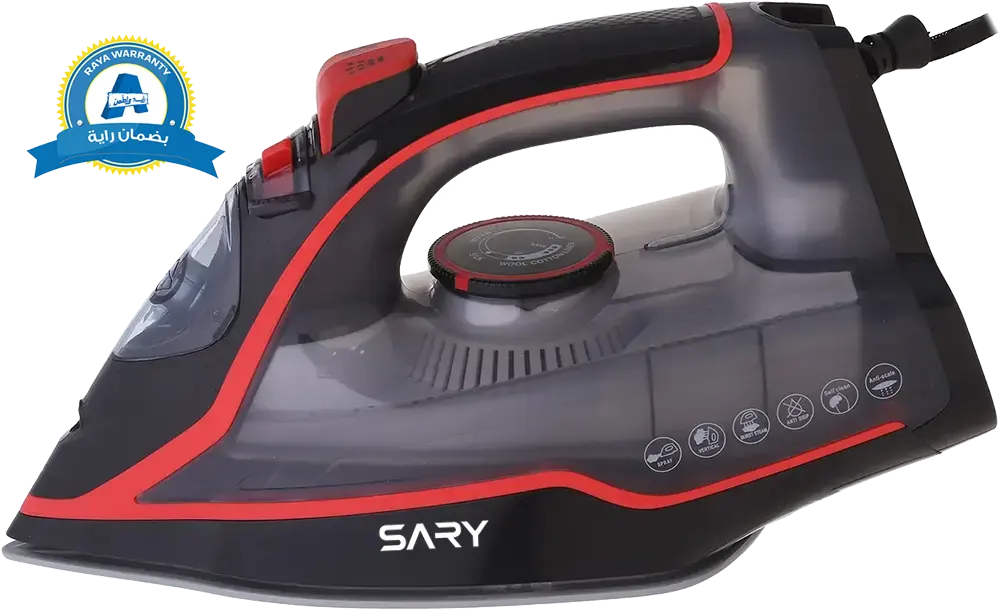 مكواة ملابس بخار ساري ،2300 وات، قاعدة سيراميك، أسود*أحمر، SR-SI210037-BR-EG