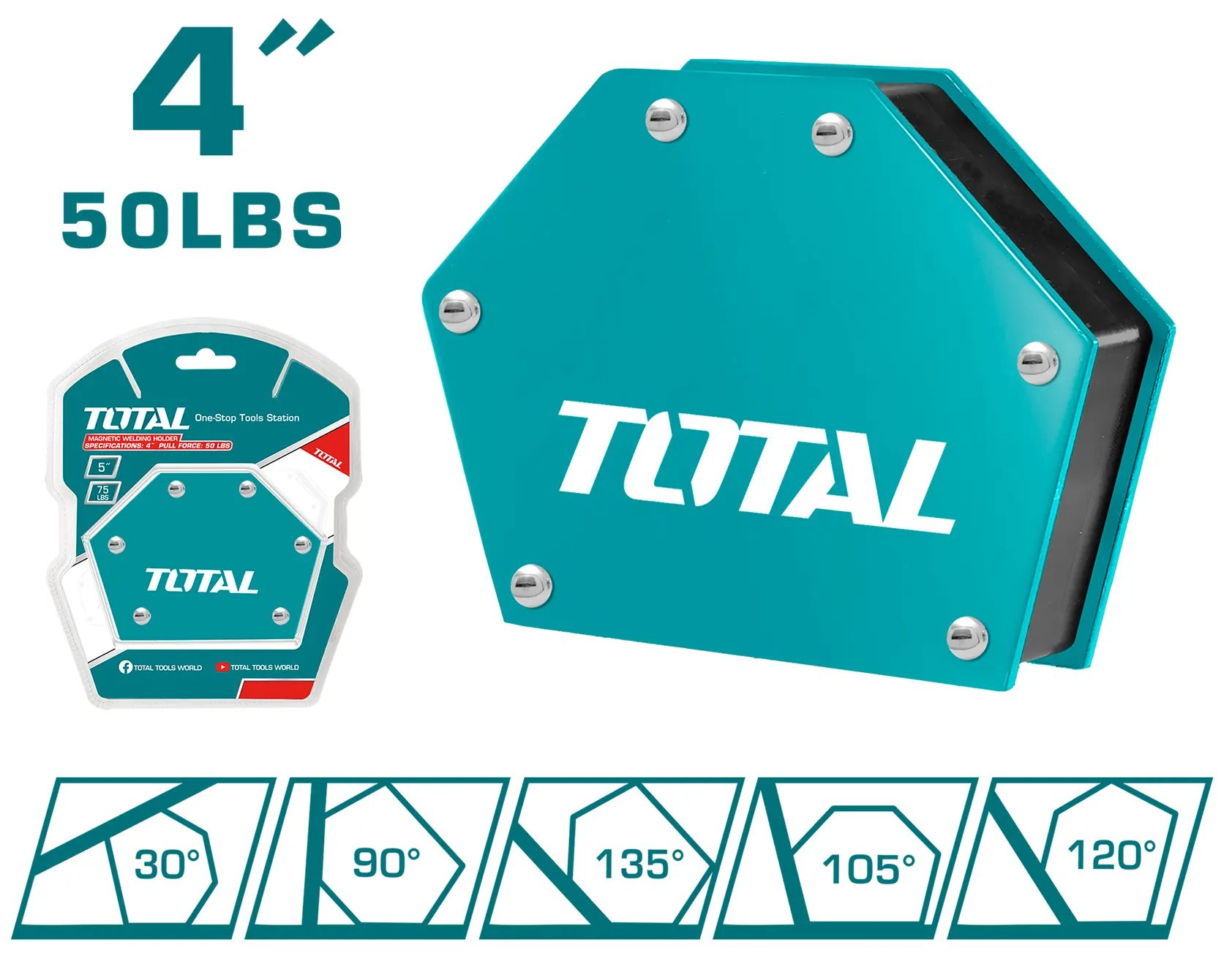 حامل لحام مغناطيسي توتال ،4 بوصة، WH50046.30-6