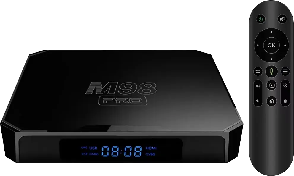 تي في بوكس ذكي جيجاماكس، ذاكرة 16 جيجا، 2 جيجا رام، اندرويد 10، واي فاي، 4 كيه، 5 جي، M98 PRO، اسود