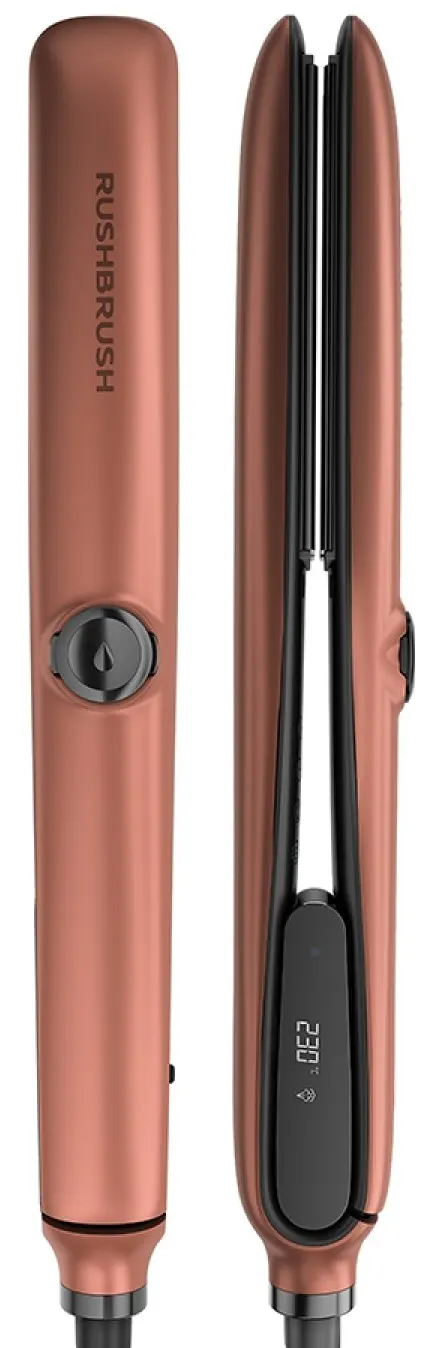 مكواة فرد الشعر بالبخار راش براش X6 PLUS ، ألواح مصنوعة من التورمالين مطلي بالسيراميك ،230° سيلزيوس، روز جولد