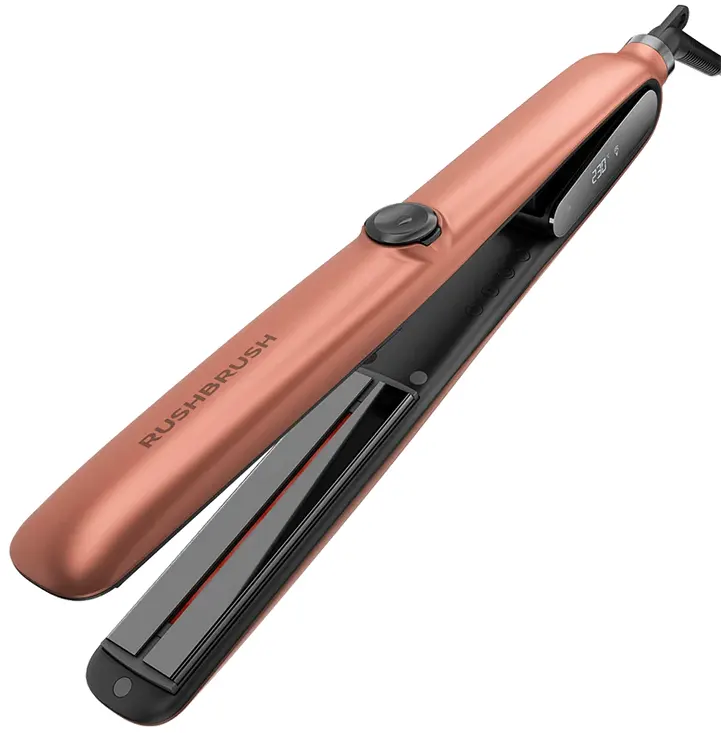 مكواة فرد الشعر بالبخار راش براش X6 PLUS ، ألواح مصنوعة من التورمالين مطلي بالسيراميك ،230° سيلزيوس، روز جولد
