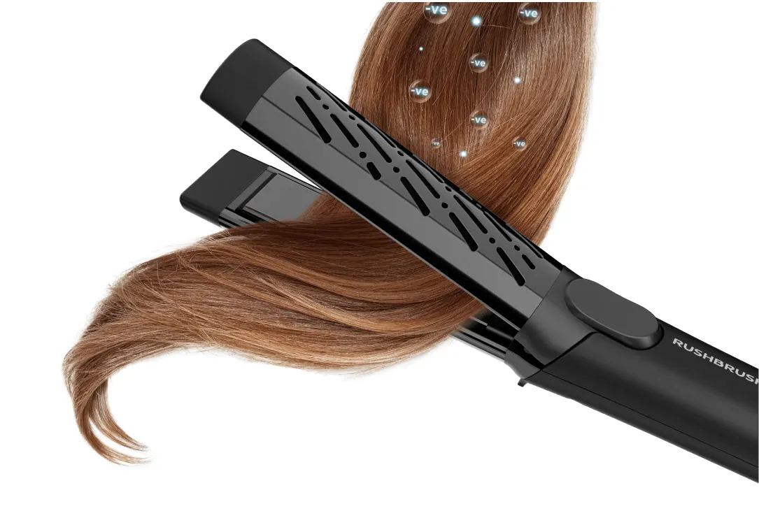 مكواة فرد وتجعيد الشعر راش براش C1 COOL ، ألواح مصنوعة من التيتانيوم ،220° سيلزيوس،أسود