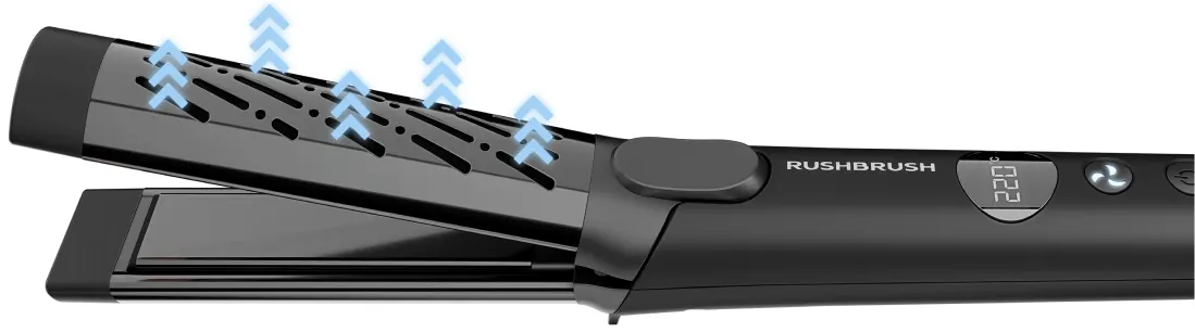 مكواة فرد وتجعيد الشعر راش براش C1 COOL ، ألواح مصنوعة من التيتانيوم ،220° سيلزيوس،أسود