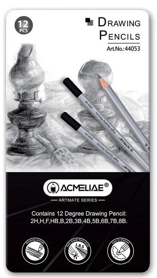 طقم قلم رصاص أكملية ،علبة صاج، 12 قطعة ،44053