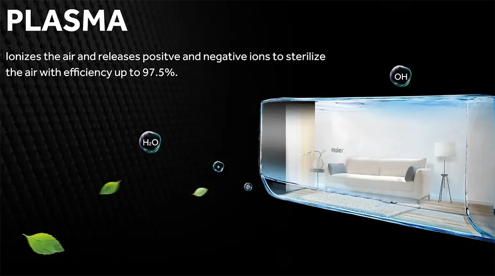 تكييف هواء سبليت هاير سمارت كوول 1.5 حصان، بارد-ساخن، بلازما، شاشة ديجيتال، أبيض، HSU-12KHROCC