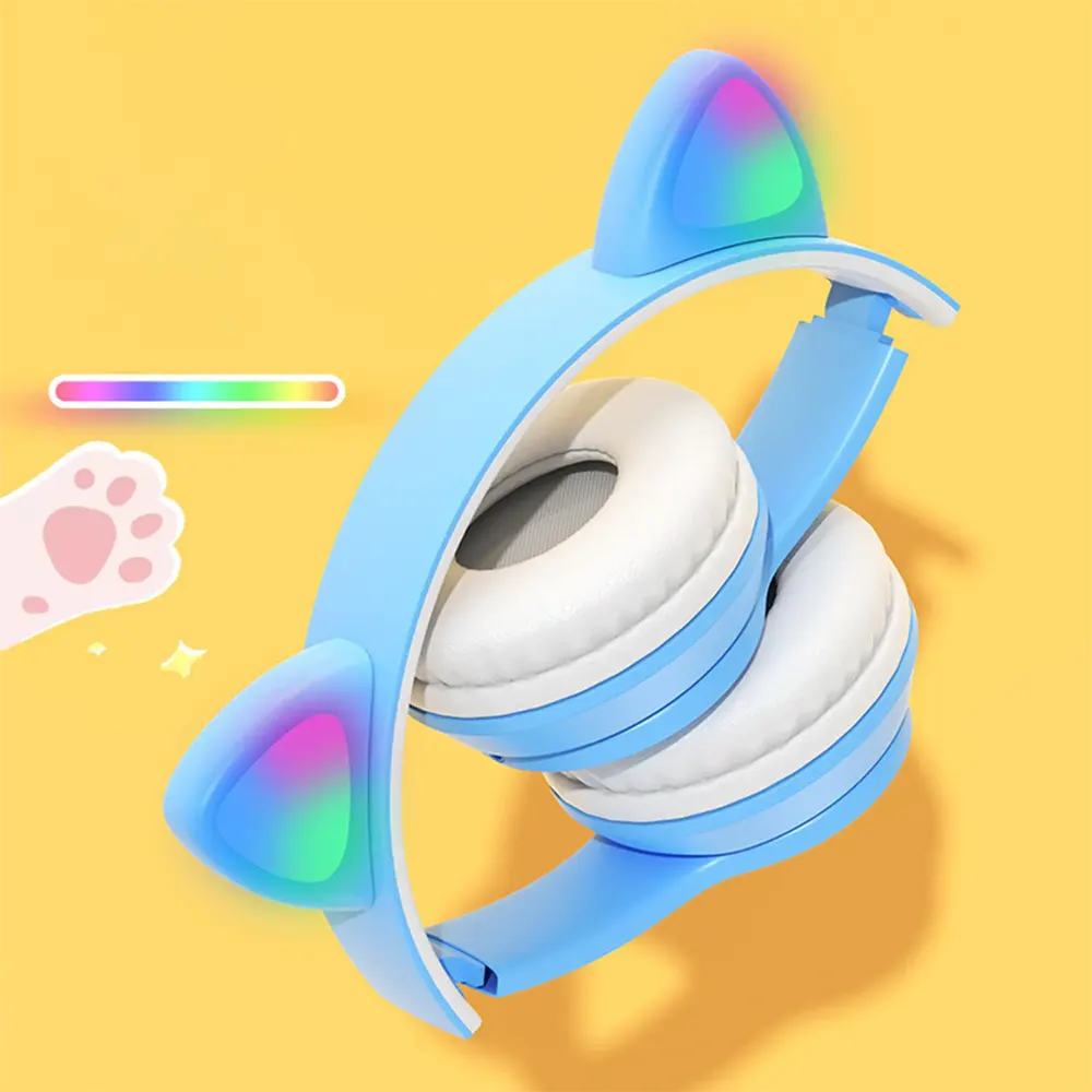 سماعة رأس لاسلكية على شكل قطة، بلوتوث 5.0، بطارية 400 مللي أمبير، متعددة الألوان، P47R