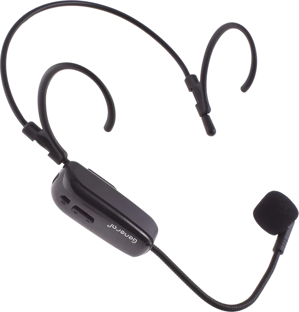 ميكروفون لاسلكي جنرال، 2.4 جيجا هرتز ، مع سماعة رأس، أسود، GH-W1