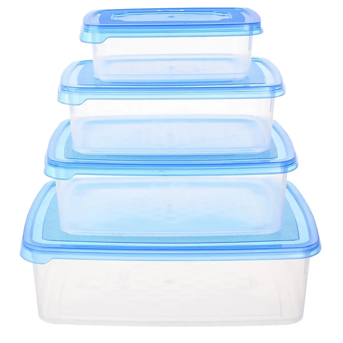 طقم علب تخزين اوميجا من الوطنية ،4 قطع، شفاف بغطاء أزرق