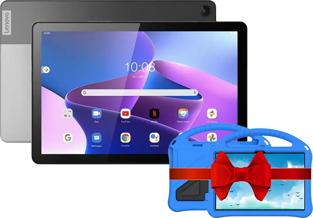 تابلت لينوفو تاب M10 الجيل الثالث، شاشة 10.1 بوصة، ذاكرة داخلية 64 جيجابايت، رامات 4 جيجابايت، شبكة الجيل الرابع ال تي اي، رمادي ستورم+ جراب مضاد للصدمات