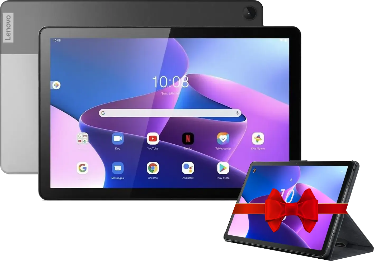 تابلت لينوفو تاب M10 الجيل الثالث، شاشة 10.1 بوصة، ذاكرة داخلية 64 جيجابايت، رامات 4 جيجابايت، شبكة الجيل الرابع ال تي اي، رمادي ستورم + جراب فوليو