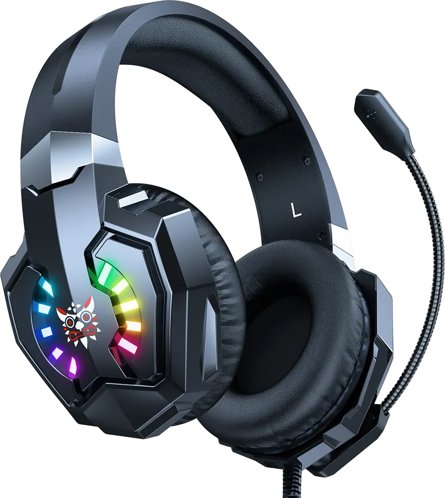 سماعة رأس سلكية للألعاب من أونيكوما X32، قابس 3.5 ملم، ميكروفون، ضوء RGB، أسود
