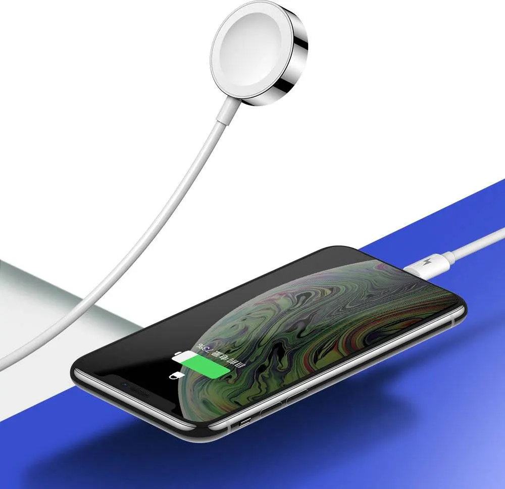 كابل شاحن مغناطيسي جوي روم 2 في 1 للساعة ذكية & لايتنينج، 1.5 متر، أبيض، S-IW002S