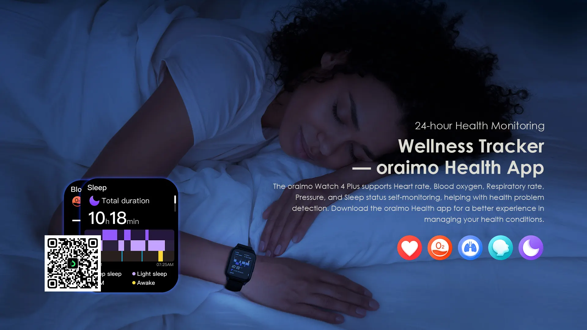 ساعة اورايمو 4 بلس الذكية، شاشة 2.01 بوصة تعمل باللمس، مقاومه للماء، بطارية 300 مللي أمبير، أسود،OSW-801