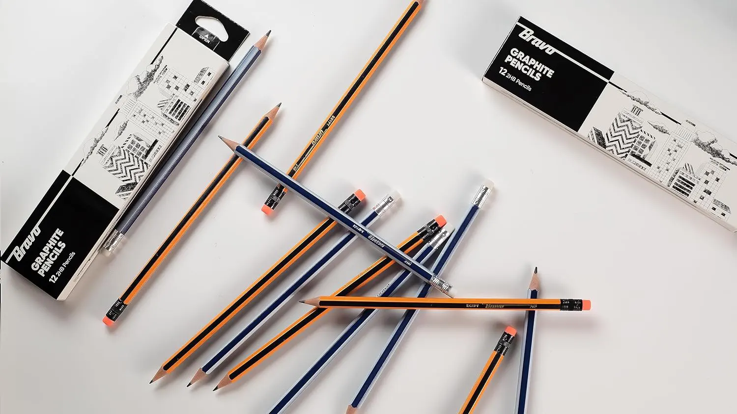 علبة قلم رصاص بأستيكة برافو ،12 قطعة ، 2HB