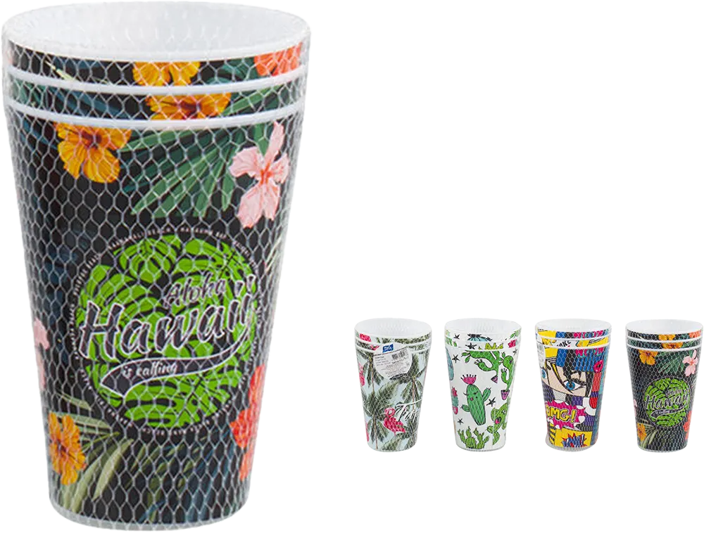 طقم أكواب تيتيز اوشن 400 ملي، 4 قطع ،أشكال متنوعة، AP-9123