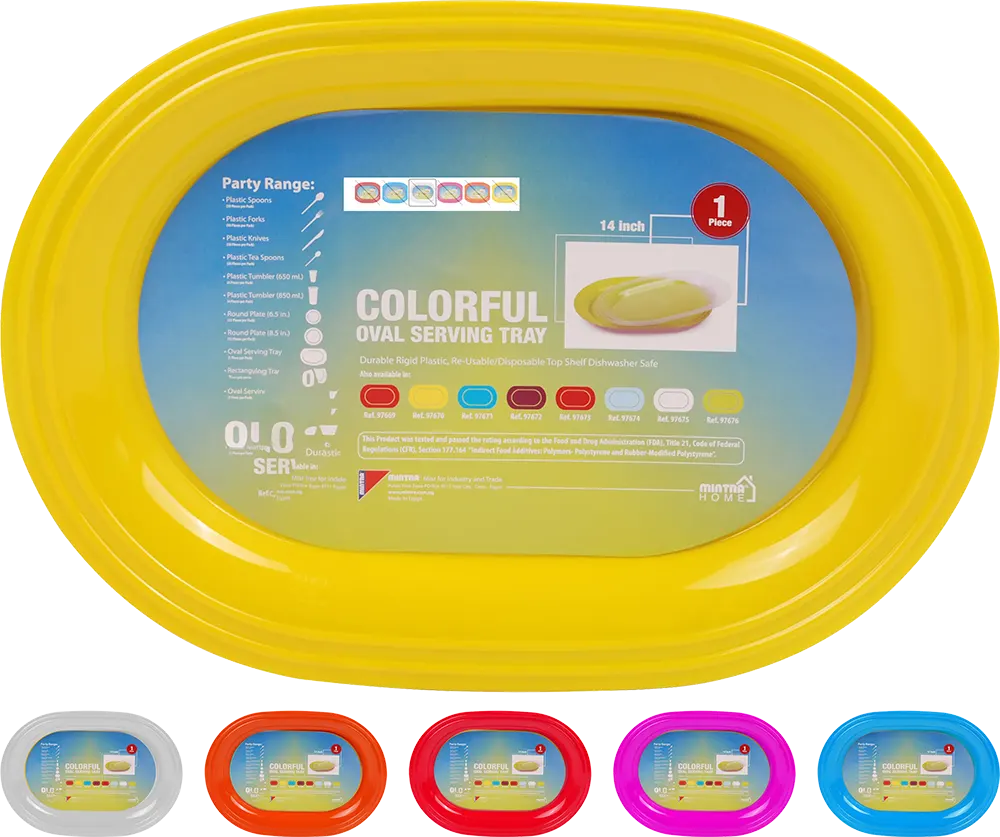 صينية تقديم بلاستيك مينترا بيضاوية ، ألوان متعددة