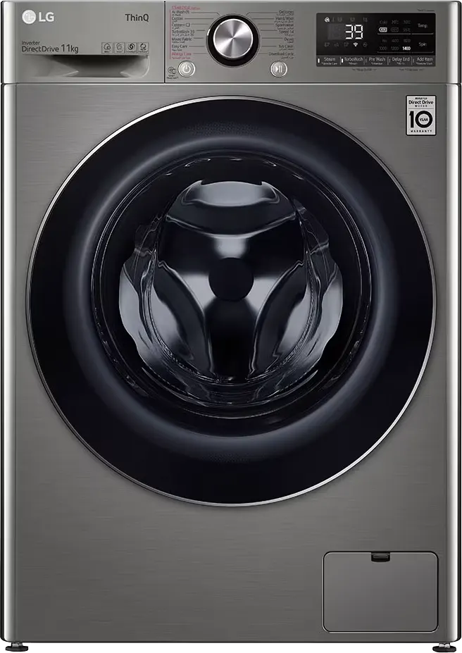LG Vivace Full Automatic Washing Machine, Front Load, 11 Kg, 1400 Rpm, Inverter, Steam Wash, Dark Silver, F4Y9EWG2PV