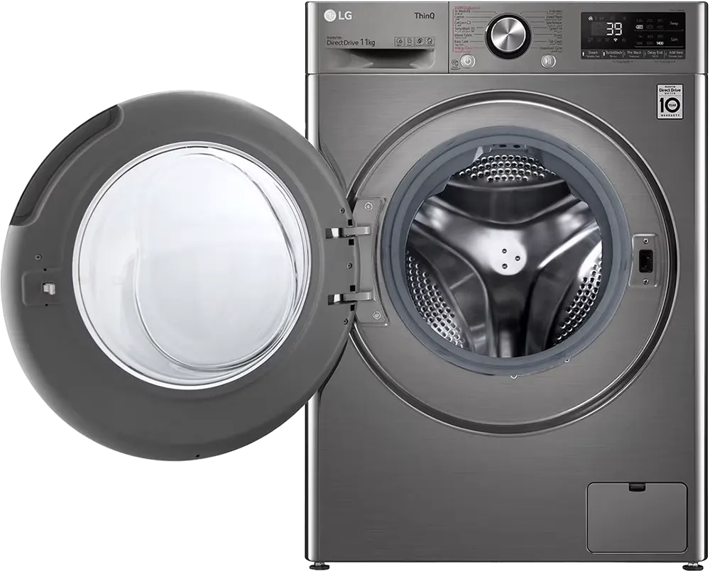 LG Vivace Full Automatic Washing Machine, Front Load, 11 Kg, 1400 Rpm, Inverter, Steam Wash, Dark Silver, F4Y9EWG2PV