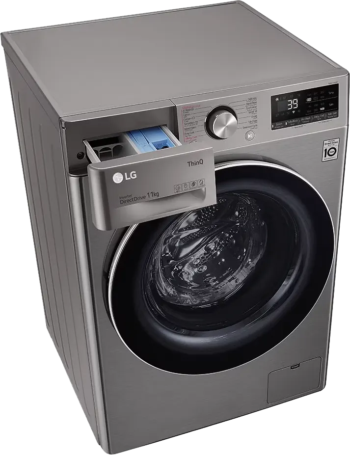 LG Vivace Full Automatic Washing Machine, Front Load, 11 Kg, 1400 Rpm, Inverter, Steam Wash, Dark Silver, F4Y9EWG2PV