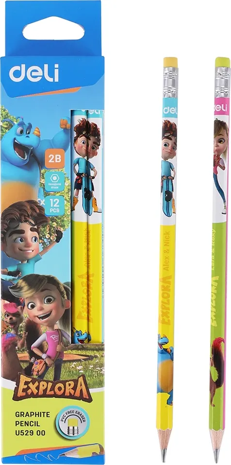 علبة قلم رصاص بأستيكة ديلي،12 قطعة، 2 بي، U52900