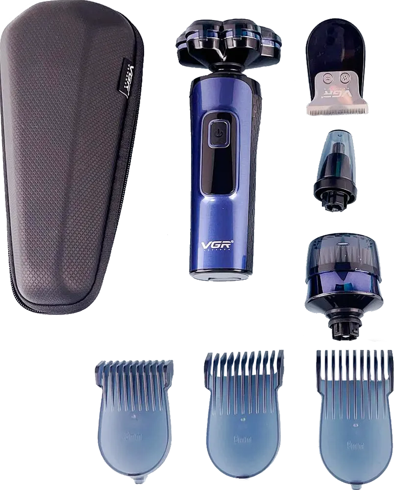 ماكينة حلاقة كهربائية في جي ار ، 4*1، قابلة للشحن، شاشة ليد، أزرق، V-386