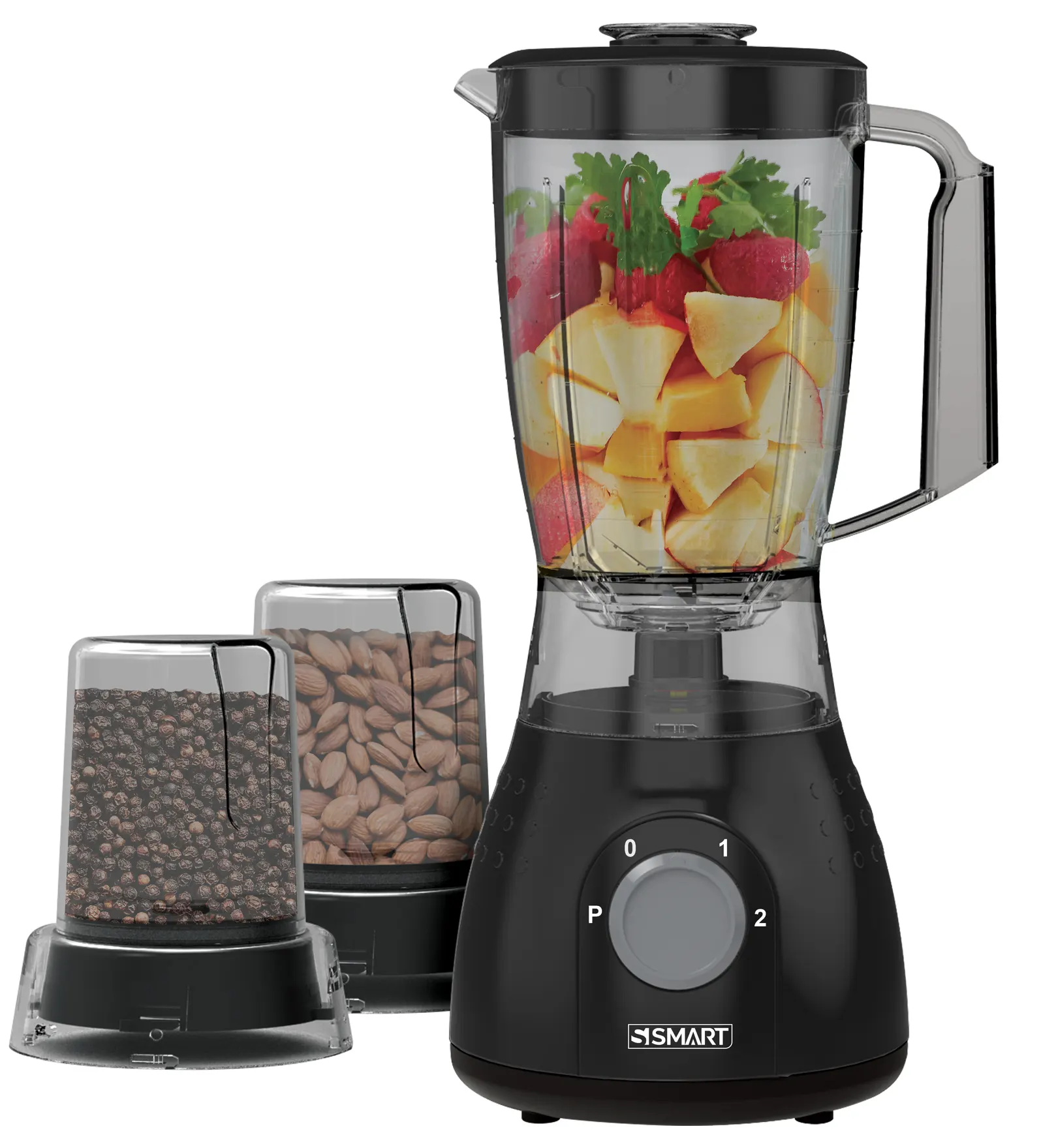 خلاط كهربائي سمارت تركي  ، 500 وات، 1.5 لتر، 2 مطحنة، أسود،SBL101R