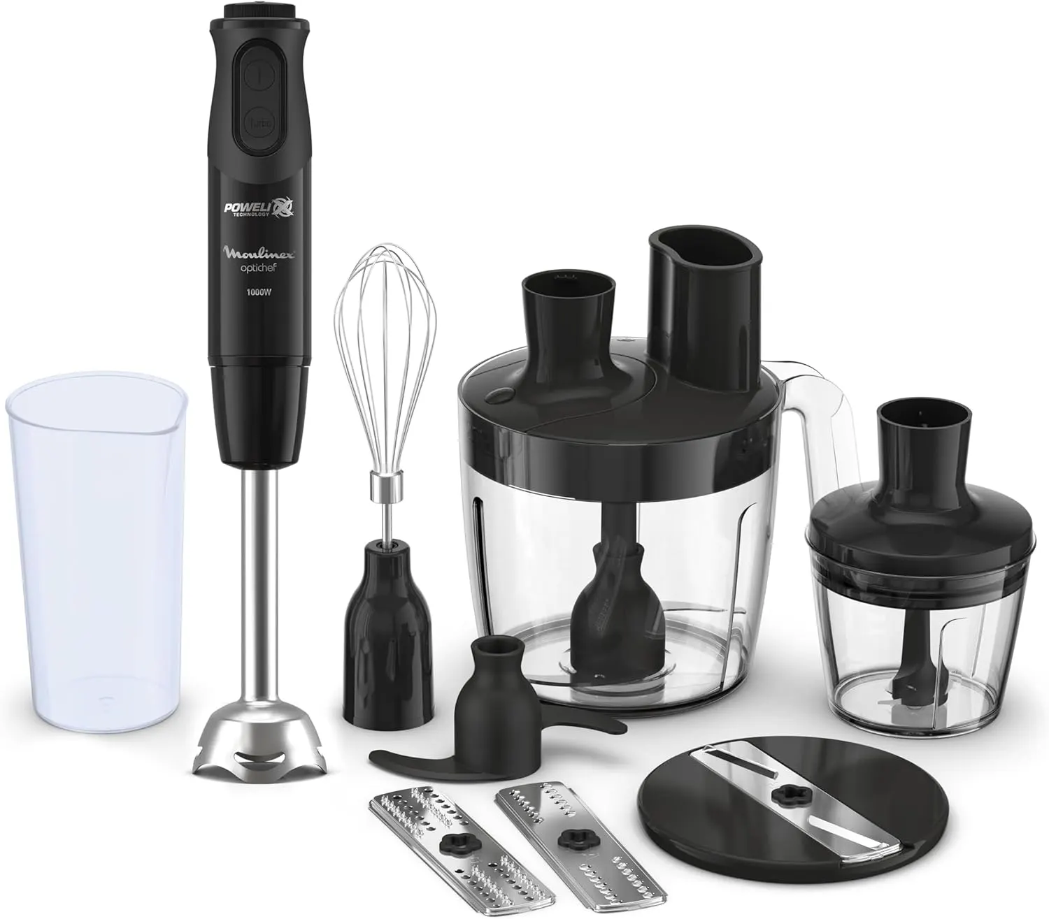 هاند بلندر مولينكس أوبتي شيف، 1000 وات، 800 مللي، مزود بملحقات متعددة، أسود ،DD6553EG