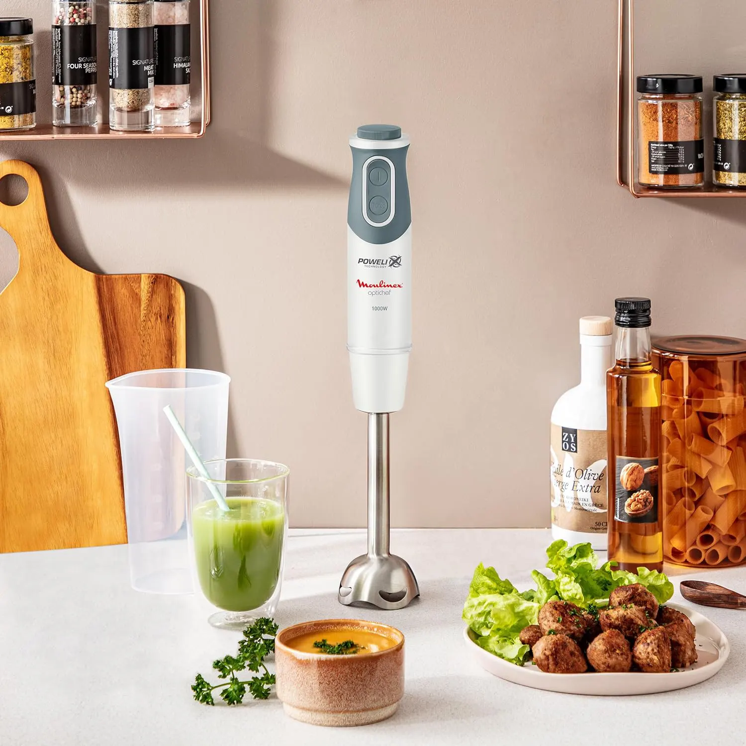 هاند بلندر مولينكس أوبتي شيف، 1000 وات، 800 مللي، مزود بكبة ، أبيض ،DD6551EG