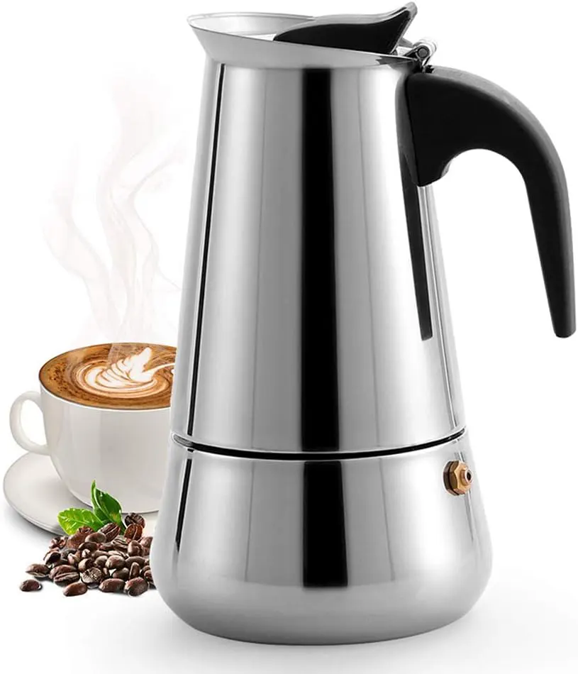 Italian stainless steel espresso maker, 4 cups