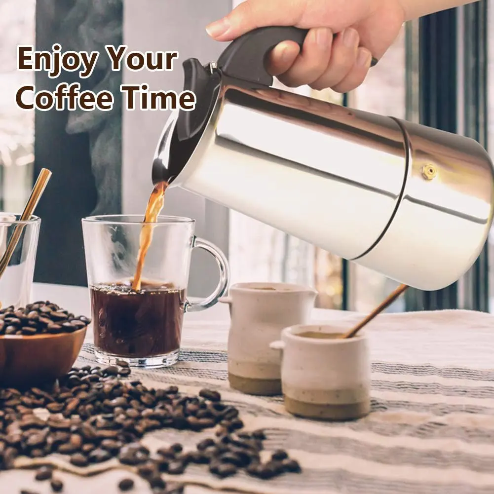 Italian stainless steel espresso maker, 4 cups