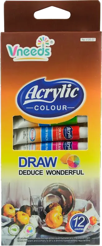 ألوان اكريليك في نييدز، 12 لون، أنبوب 9 مل ، ألوان متعددة، 0507