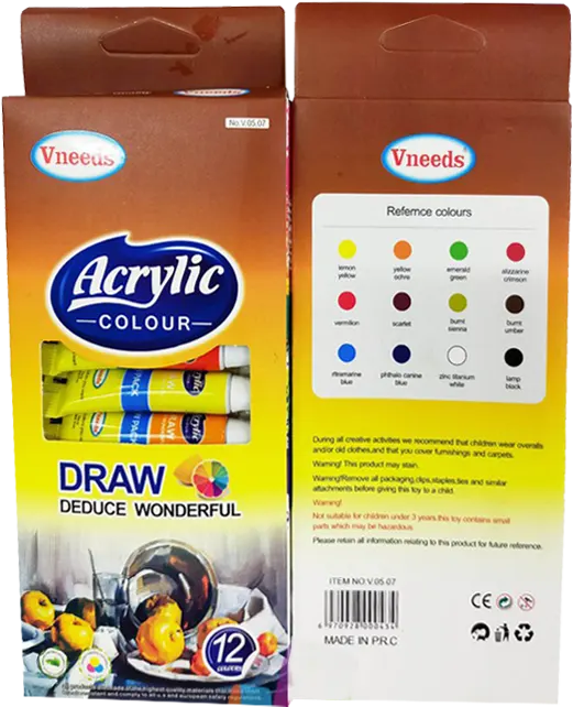 ألوان اكريليك في نييدز، 12 لون، أنبوب 9 مل ، ألوان متعددة، 0507