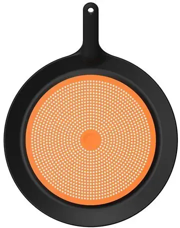 مصفاة سيليكون مسطحة بمقبض ،برتقالي*أسود