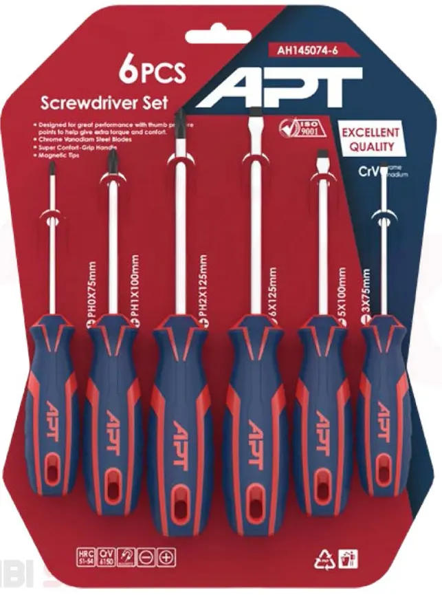 طقم مفكات اي بي تي ،6 قطع ،يد كاوتش ،  AH145074-6