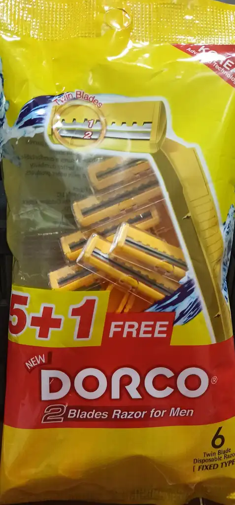 شفرات حلاقة للرجال 5 شفرات + 1 هدية من دوركو اصفر