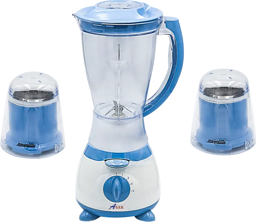 خلاط كهربائي إياكس، 400 وات، 1.5 لتر، 2 مطحنة، أزرق KGB-04