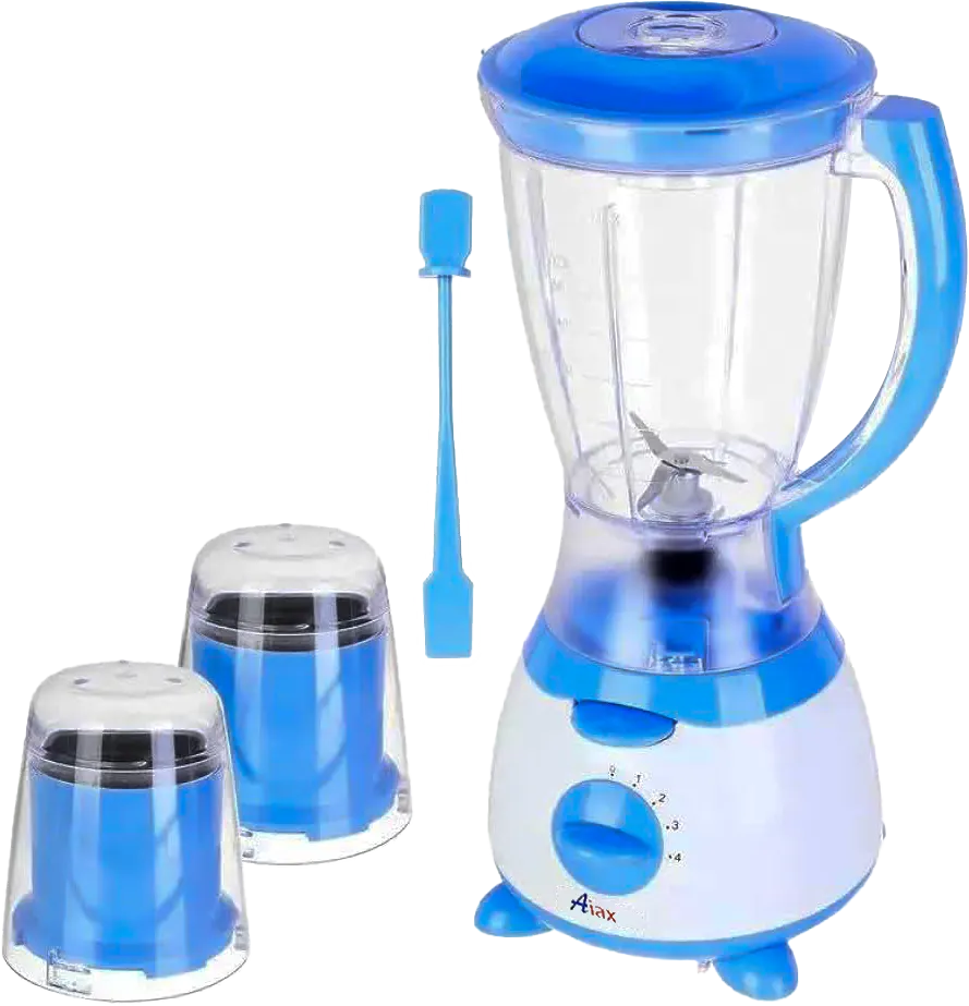 خلاط كهربائي إياكس، 400 وات، 1.5 لتر، 2 مطحنة، أزرق KGB-04