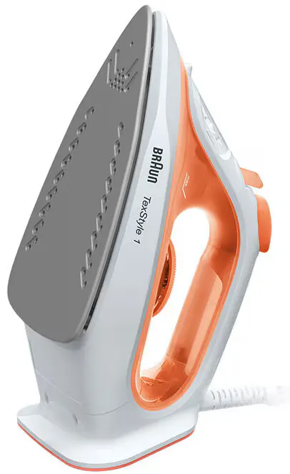 مكواة ملابس بخار براون تيكستايل 1 ، 1900 وات ، قاعدة غير لاصقة ، برتقالي ، SI10090R ( بضمان راية )