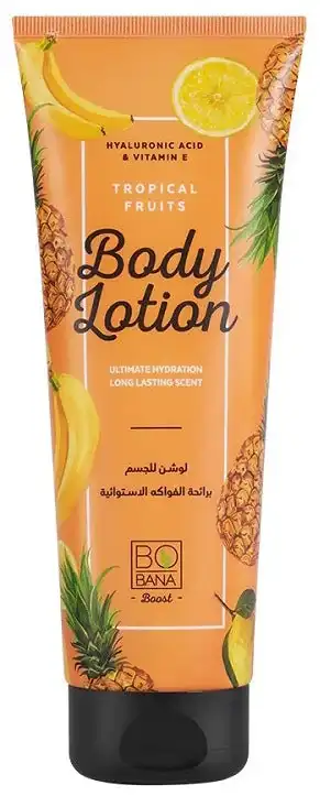 لوشن الجسم برائحة الفواكه الاستوائية مع هيالورونيك أسيد وفيتامين ه من بوبانا 240 مل