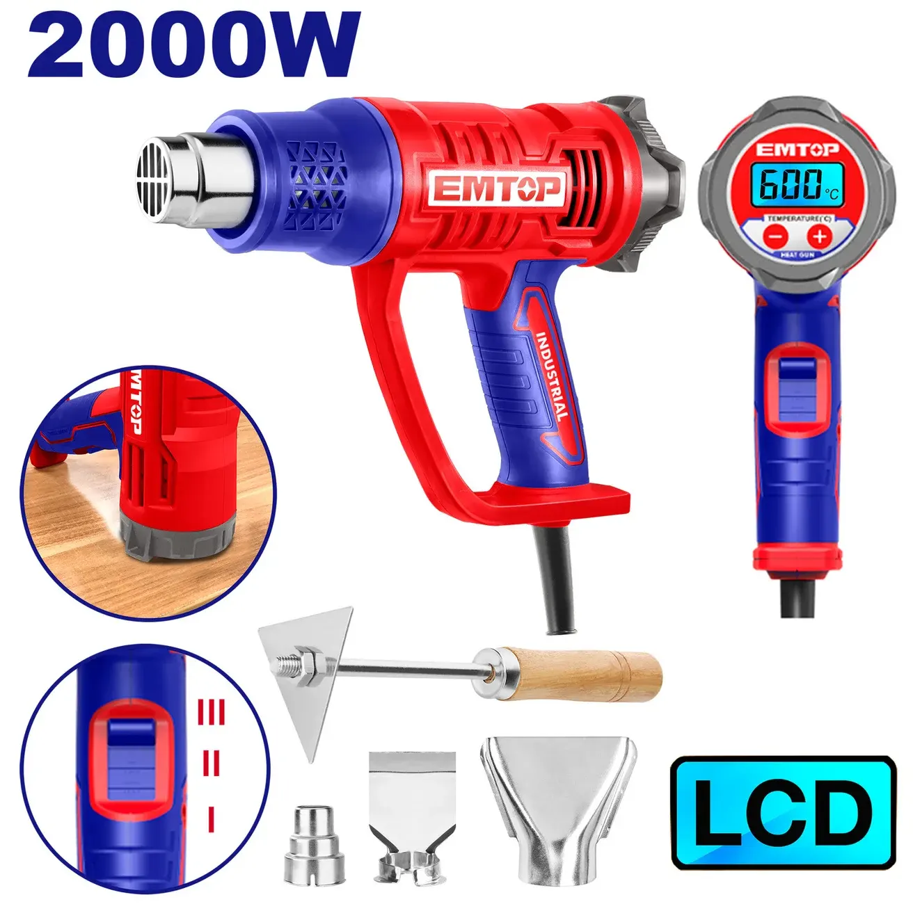 Emtop  Heat Gun, 2000 Watt, Digital, EHGN20056