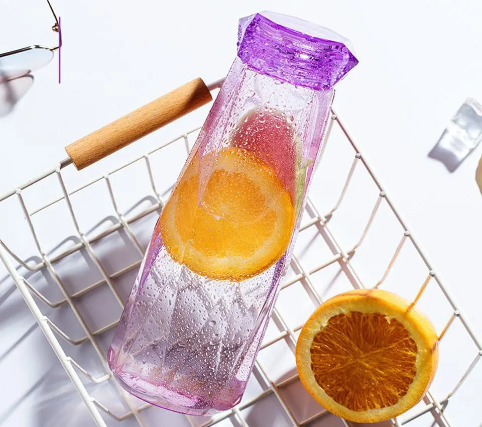 زجاجة مياه، زجاح،  500 مل، للثلاجة، شكل ألماسة، الوان