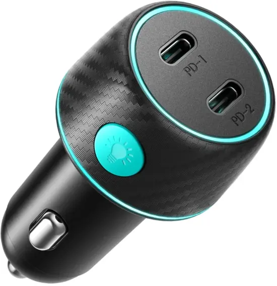 شاحن سيارة سريع من جوي روم ، زر اضاءة ،60 وات ،أسود ،JR-CCN01