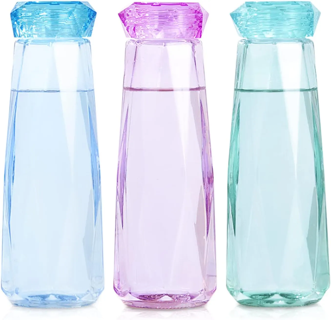 زجاجة مياه، زجاح،  500 مل، للثلاجة، شكل ألماسة، الوان