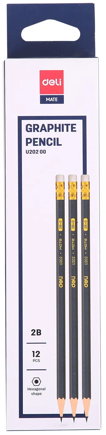 علبة قلم رصاص بأستيكة ديلي ،12 قلم،2B ،ألوان متعددة،EU20200