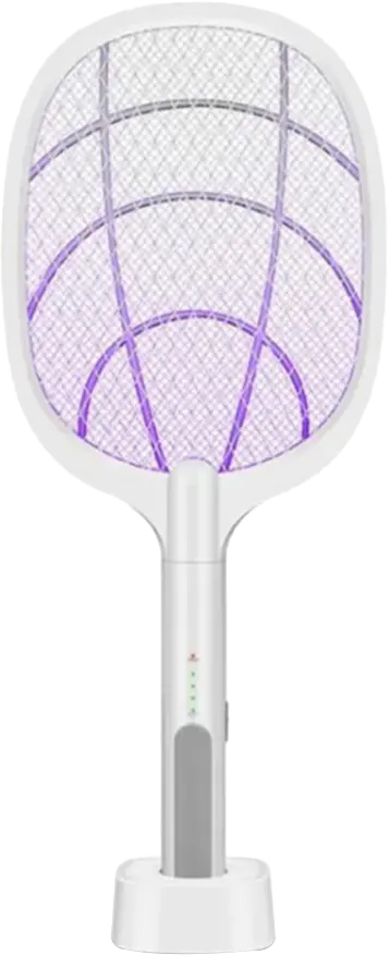 مضرب صاعق حشرات ، قابل لإعادة الشحن، قاعدة شحن، أبيض، DqN-01