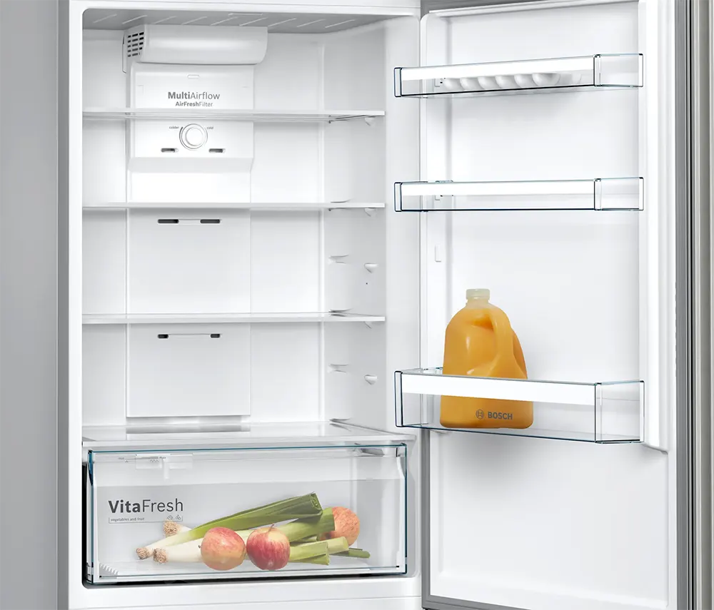 ثلاجة بووش، نوفروست، 365 لتر، 2 باب، شاشة ديجيتال، ستانلس فضي، KDN43VL2E8