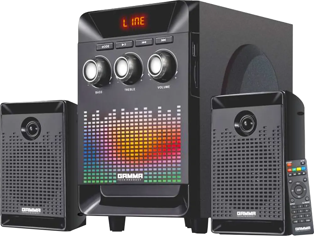 سماعات جاما صب ووفر، بلوتوث، منفذ USB ، إضاءة RGB LED، أسود، GT-4420