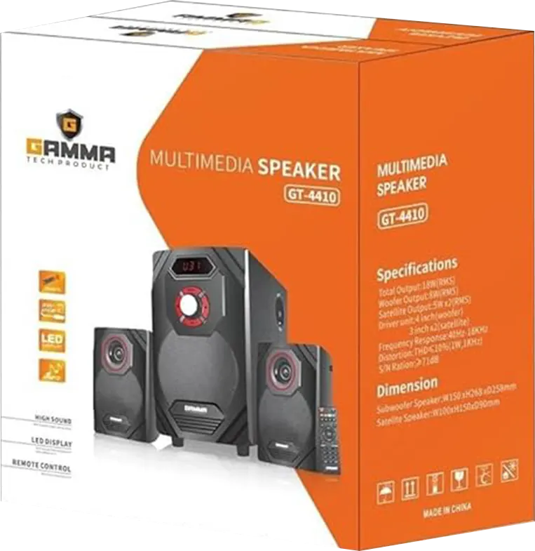 سماعات جاما صب ووفر، بلوتوث، منفذ USB ، أسود، GT-4410