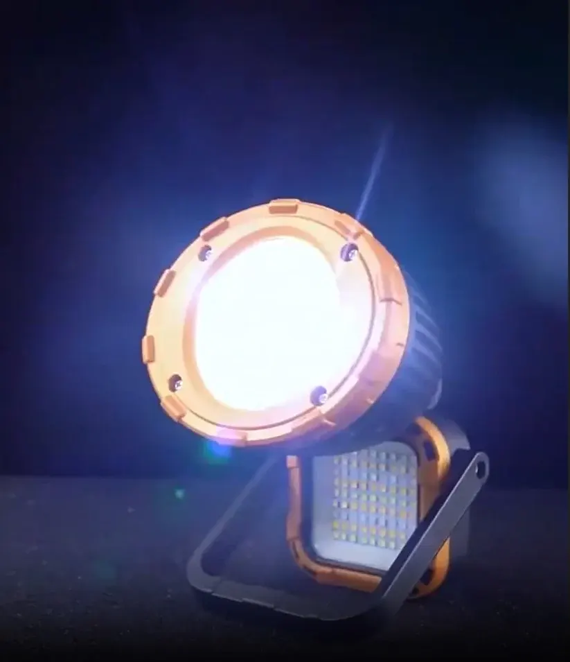 كشاف يدوي محمول قابل لاعادة الشحن، شحن بالطاقة الشمسية، أزرق