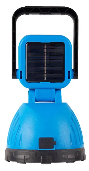 كشاف يدوي محمول قابل لاعادة الشحن، شحن بالطاقة الشمسية، أزرق